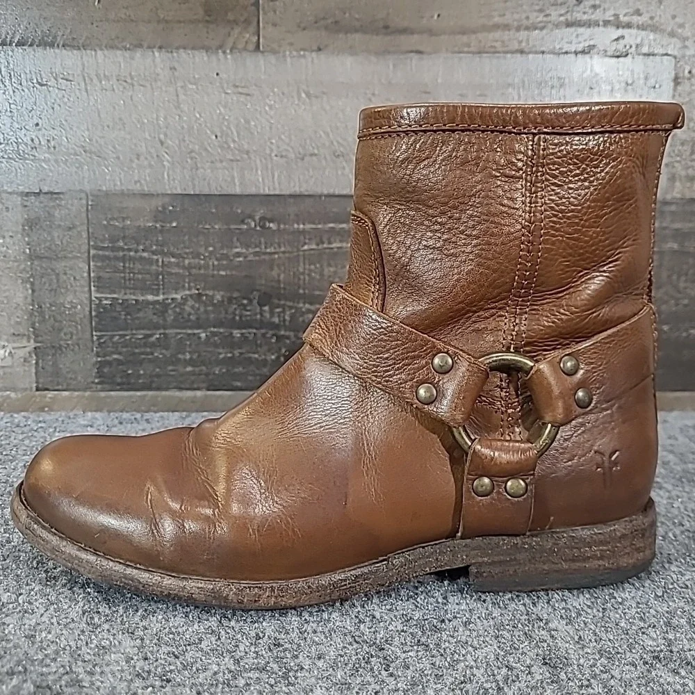 FRYE Phillip Harness Short Boots Women's‎ Size 7 B - Brown